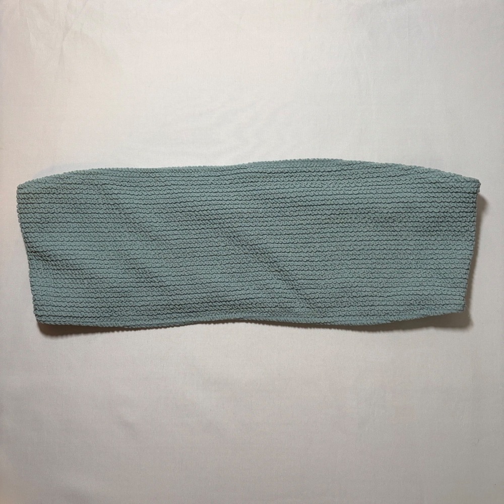 LA Hearts PacSun Sage Green Smocked Bandeau Bikini Top Medium Strapless Swimwear
